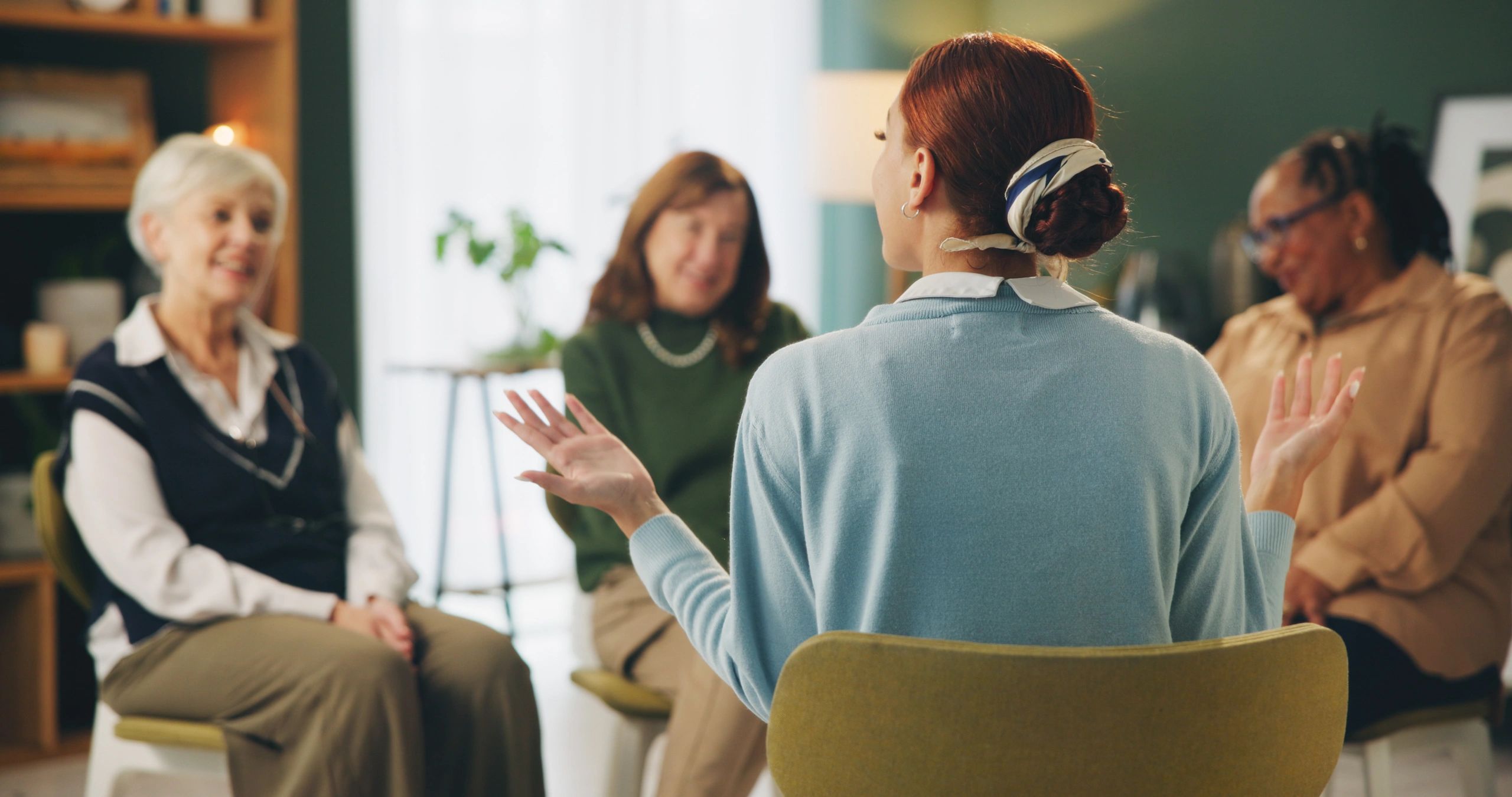 CBT therapy session, mental health support, group therapy, well-being