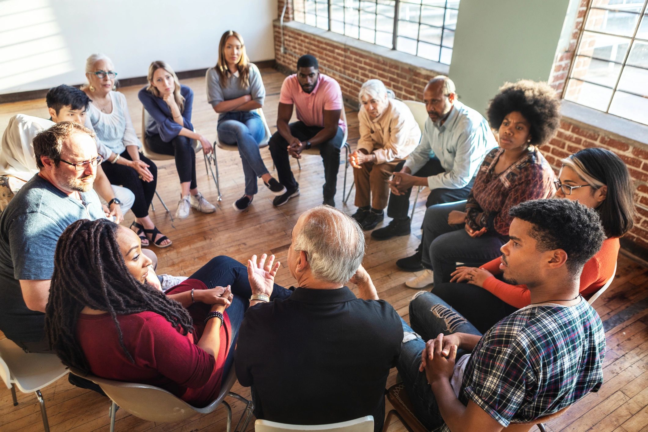 Support group members sharing