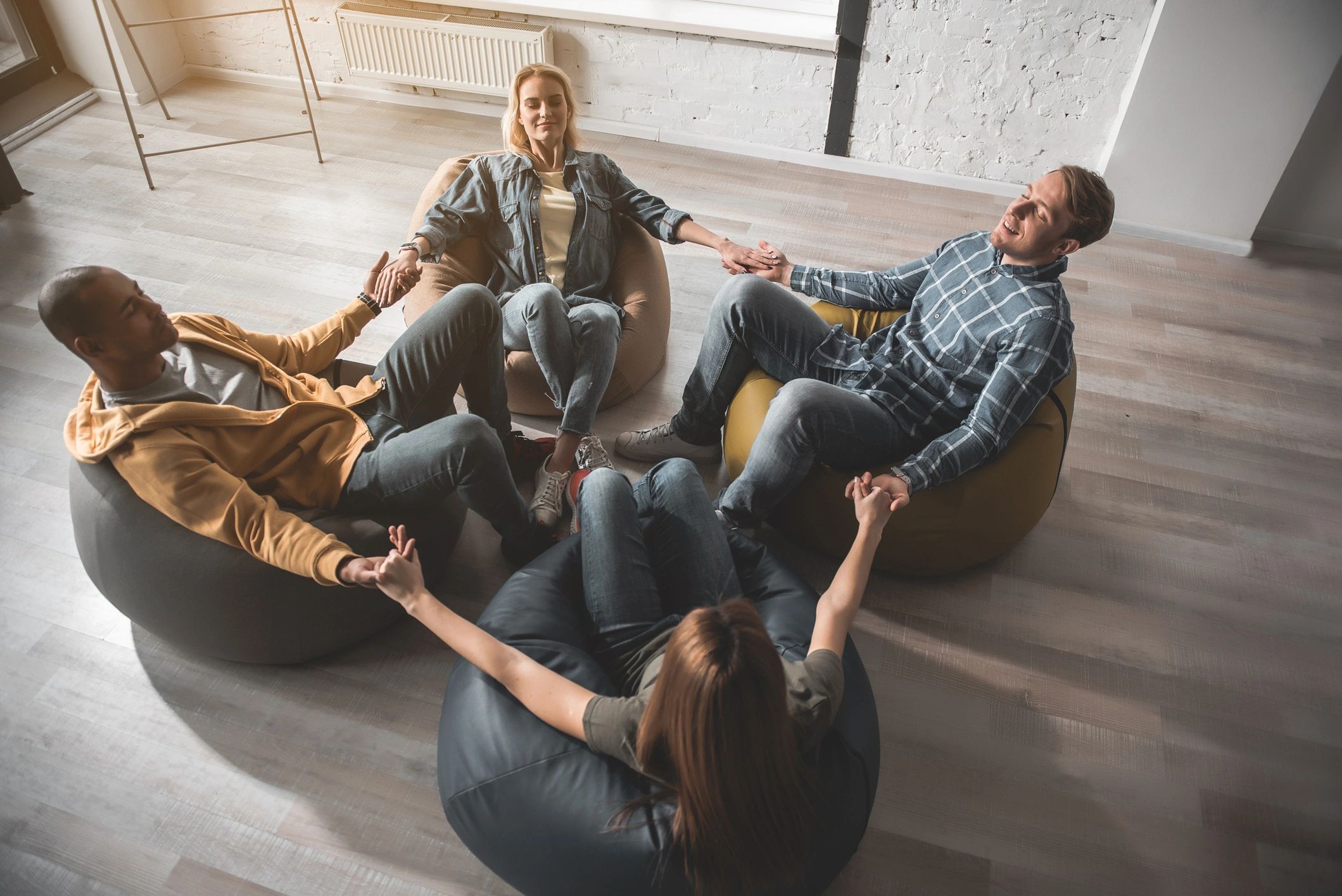 People connecting in group therapy